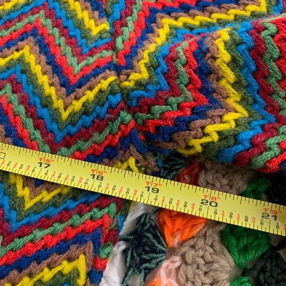 Vintage 1960s Lampl Rainbow Chevron Knit Sweater Square High Neck Festiv… - Picture 7 of 10